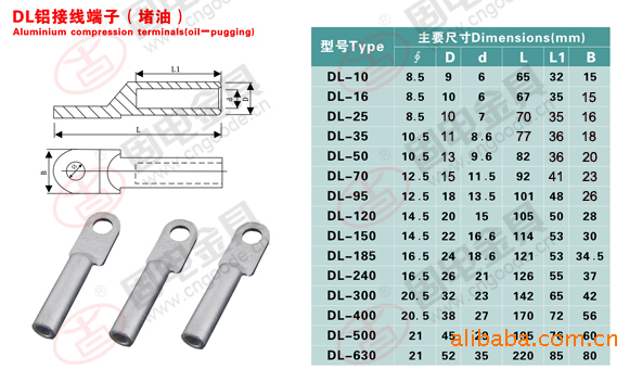 供应dl铝接线端子 / 铝鼻 300平方