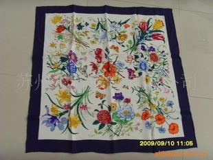 春季新款真丝印花大方巾，出口美国花卉图案