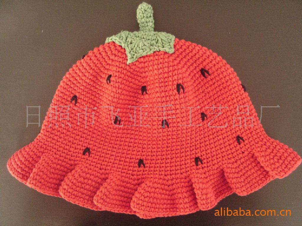 【供应手工编织可爱护儿童帽。手钩帽子。】