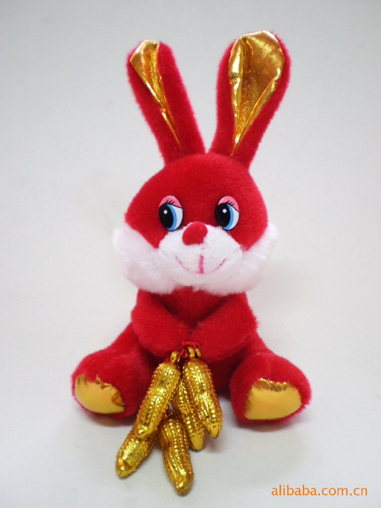 17cm,喜庆兔,节庆兔,开运兔兔年吉祥物礼品,红兔公仔长寿兔