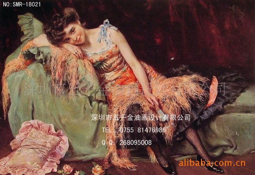 人物艺术_睡美人油画_沉睡的女人_手绘油画-古典人