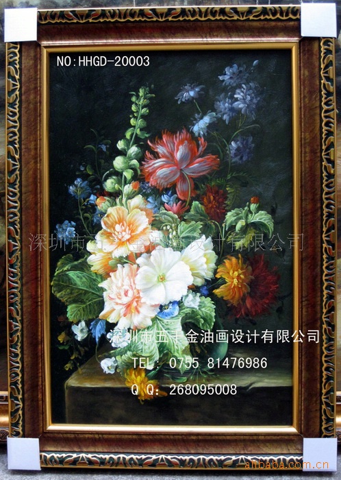 简欧风格装饰画 油画花卉 家居装饰画图片_1