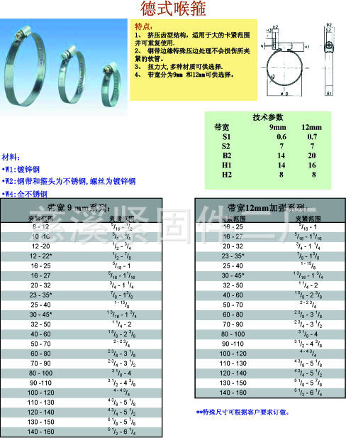 供应德式喉箍软管夹 规格齐全