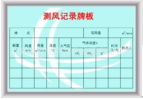 测风记录牌板煤矿井下用反光标牌