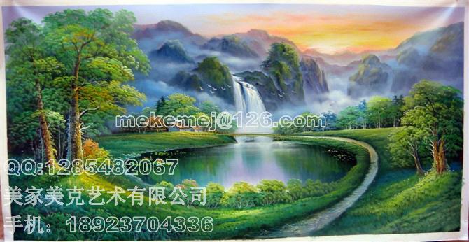 【风景别墅山水画议室写字楼所家居别顶油画排水沟图片