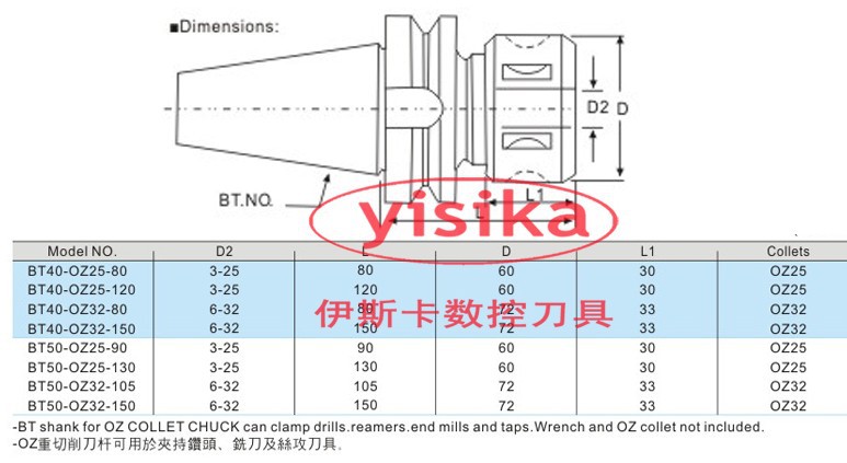批发oz 重切削筒夹本体 bt40 oz25 80 刀柄 铣刀盘-人