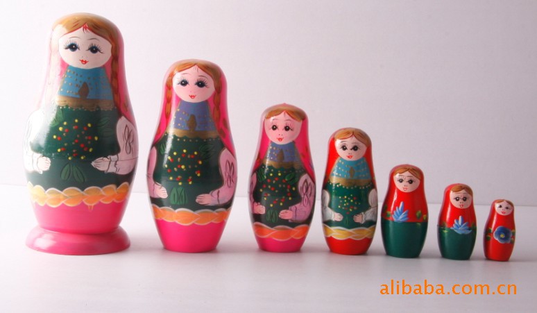 俄罗斯套娃 传统木质彩色 水贴纸套娃图片,俄罗