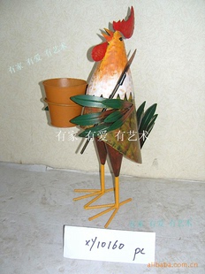 滢发 田园风格 铁艺 动物摆设 公鸡造型 垃圾桶 彩绘 来图加工
