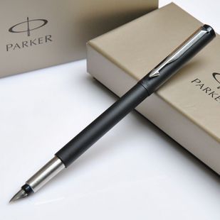 派克钢笔正品parker派克笔派克威雅磨砂黑杆白夹钢笔可印字