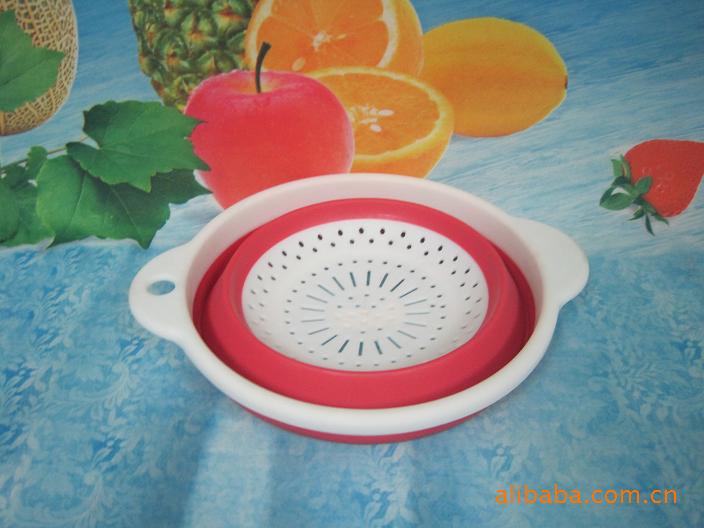 v塑料塑料滴水篮圆形双耳伸缩折叠式蔬菜水果易威奇mx402图片