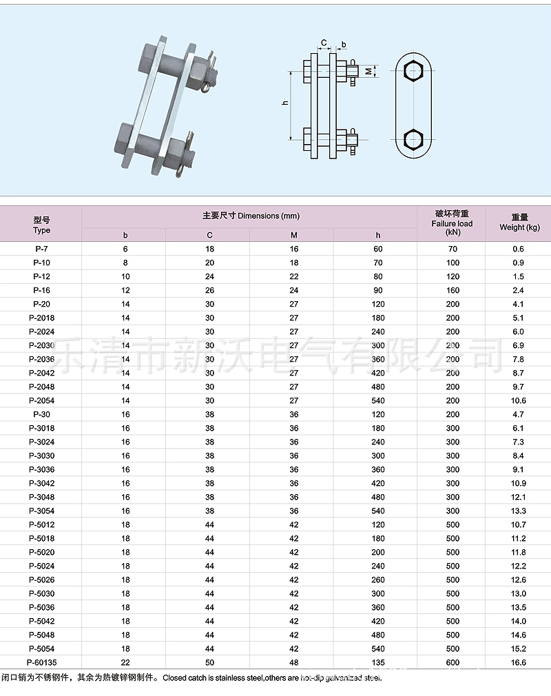 供应电力金具 p型挂板 p-7 p-10 p-12