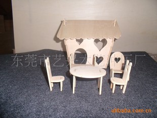 供应DIY木制小家具 儿童过家家 木质小桌子椅子场景益智拼装玩具