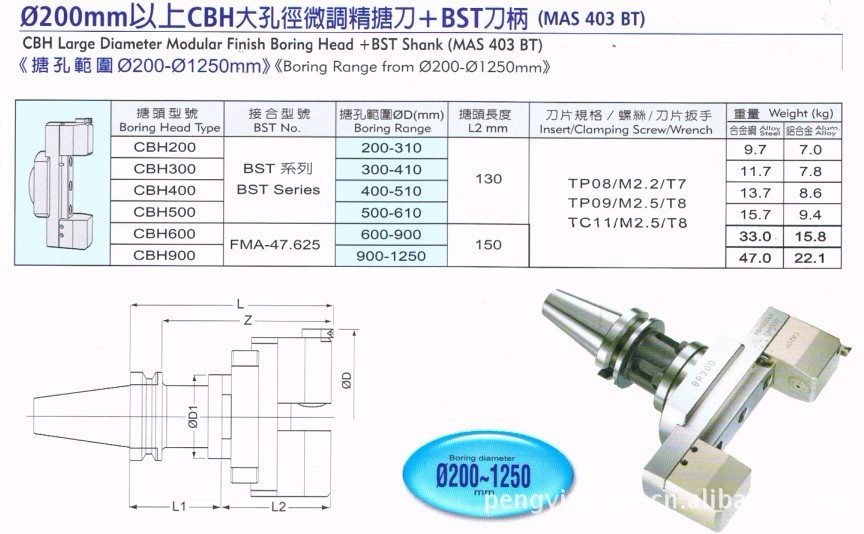 台湾直径200以上cbh大孔径微调精搪刀,精镗刀 bst刀柄