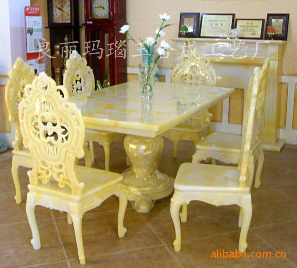 厂家供应玛瑙玉石家具新款古典西餐桌 现代多功能玉石家具