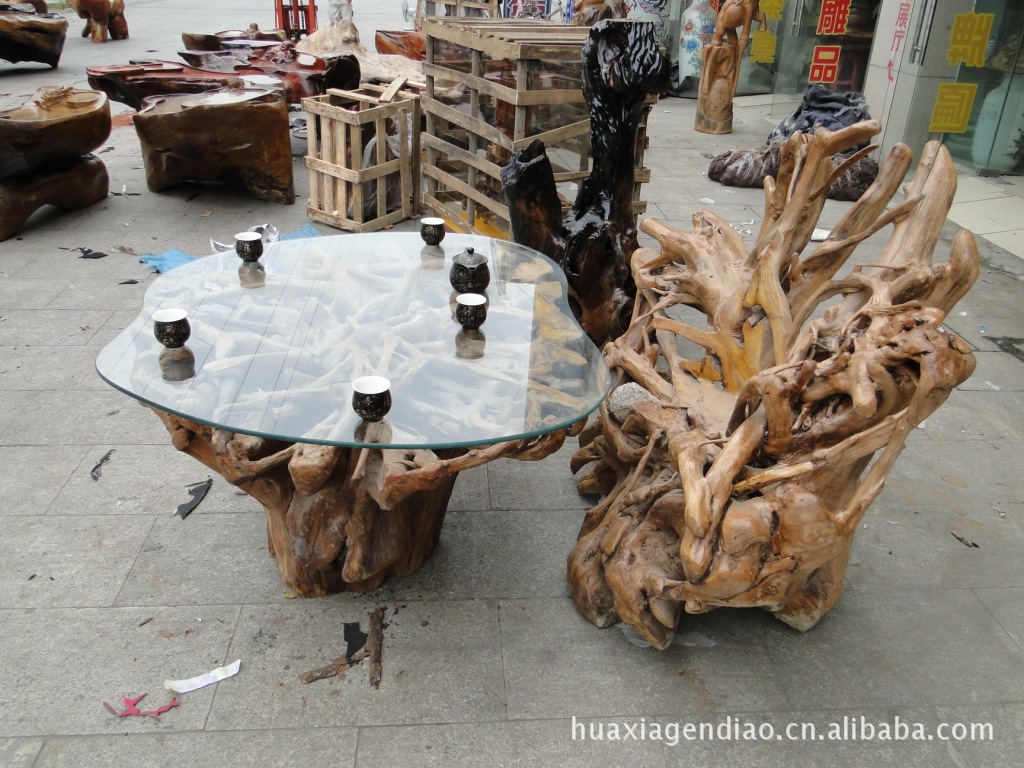[华夏神韵根雕]供应天然根雕茶桌 黄檀树根根雕茶台 造型独特茶海