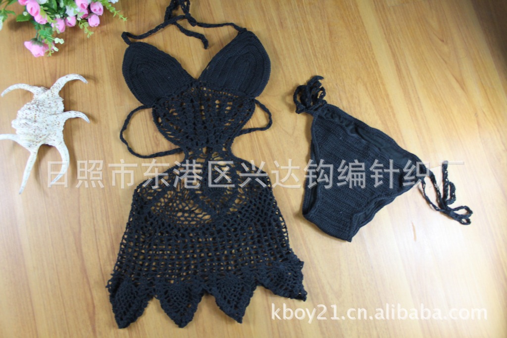 供应 手钩内衣 钩编比基尼 手工勾连体泳衣 编织文胸针织情趣内衣