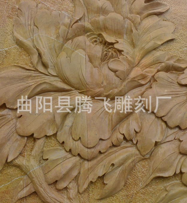 供应 曲阳大理石雕刻 石雕花草浮雕 欧式牡丹花浮雕 室内室外景观