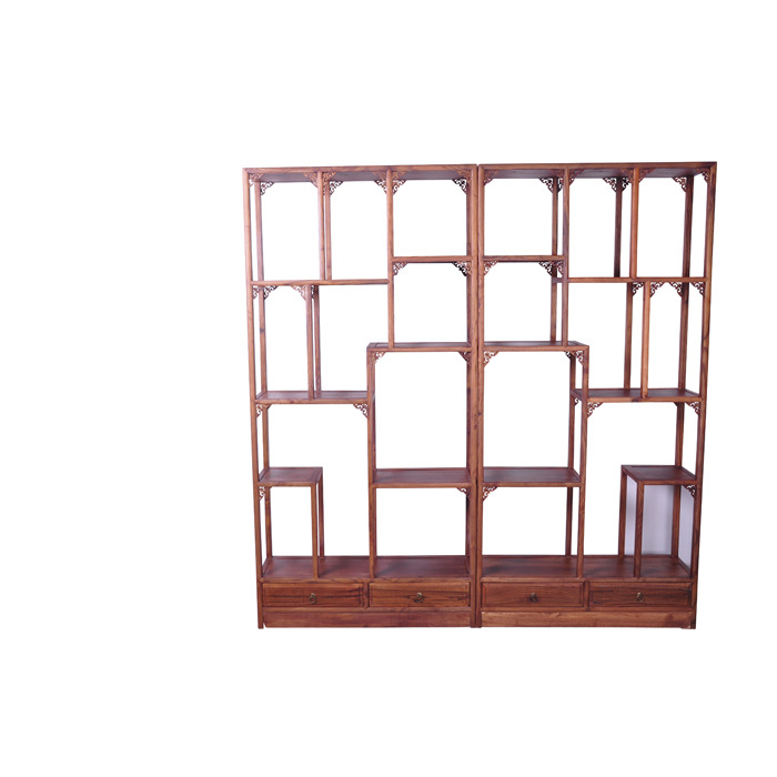 【家具榆木\仿古家具\古典家具\榆木多宝格\两抽捷家具诺实木图片