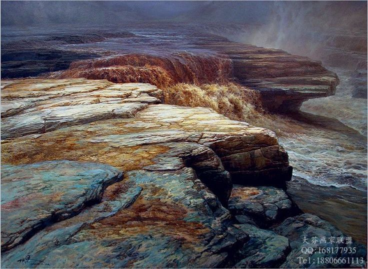 手绘油画 黄河风景油画 会议室 酒店装饰配画 家居客厅**.