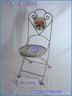 滢发 田园 铁艺座椅 休闲座椅 圆形折叠座椅 创意 餐椅 可定做。