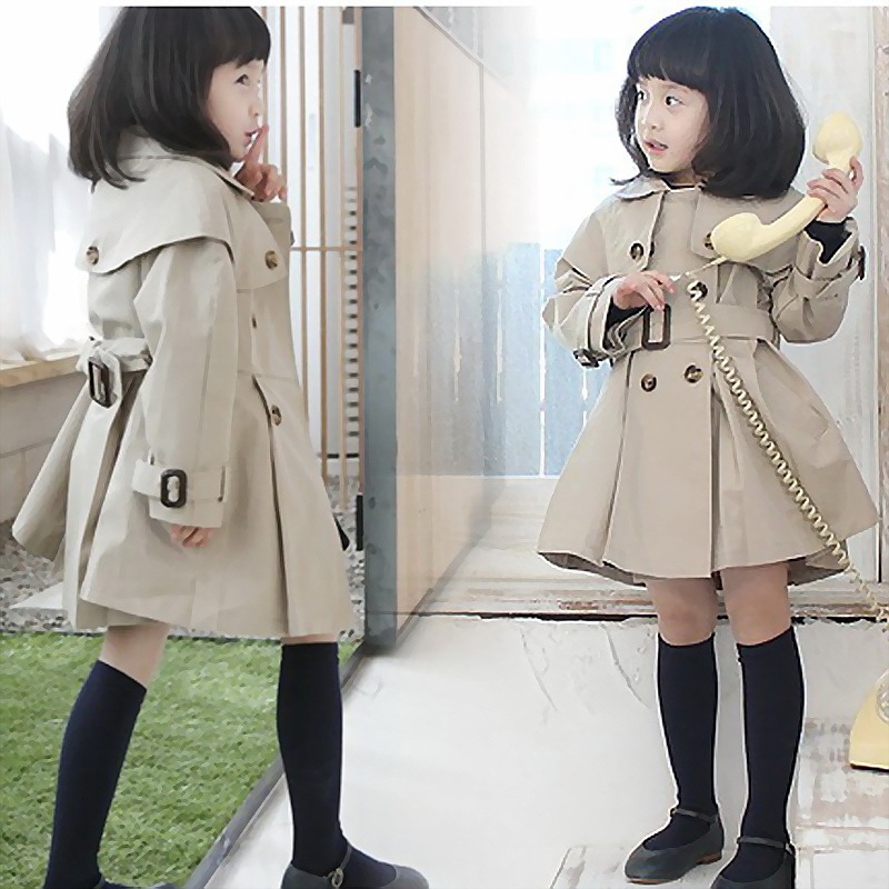Aliexpress Mobile Global Online Ping For Apparel Phones Toddler Girls Overcoat 5 Pcs 3 7 Years Khaki Color Childrens Turn Down Collar Trench Coats Jackets Kids Clothing Free Shipping