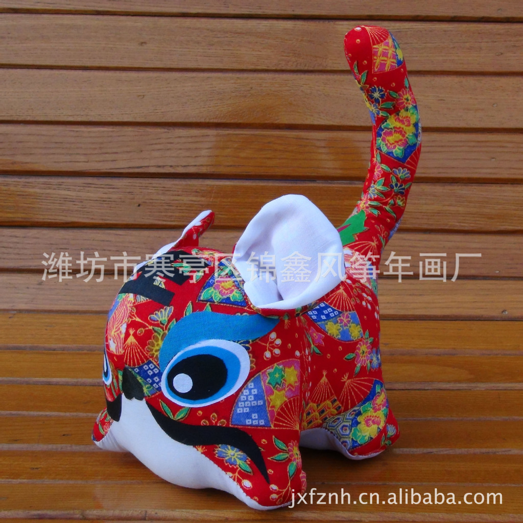 布艺礼品 厂家直销批发 厂家直销 独尾虎玫红花色 布老虎 镇宅虎