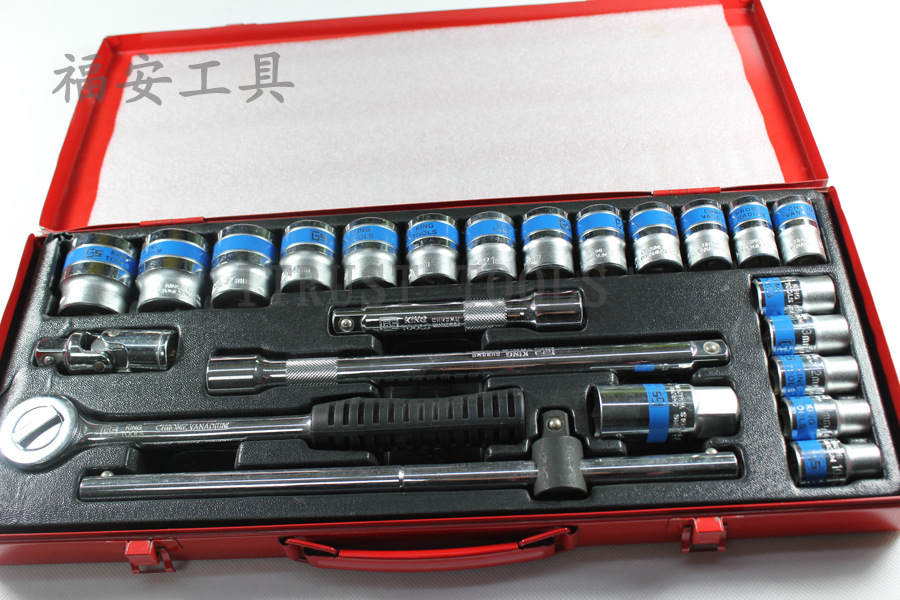 台湾进口24件套铁盒汽修套筒组套工具 黑色套筒组套ts4024aa-r12