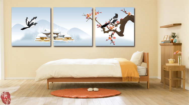 供应优质家居装饰画中国风室内背景画壁画花卉