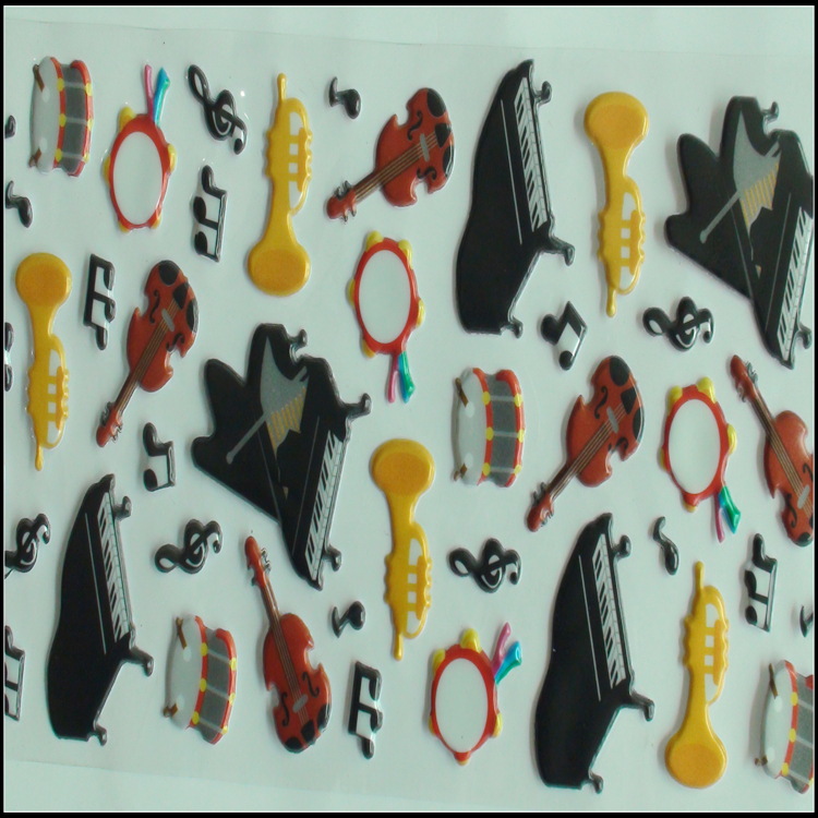 专业生产幼儿园奖励DIY音符乐器立体手工贴纸