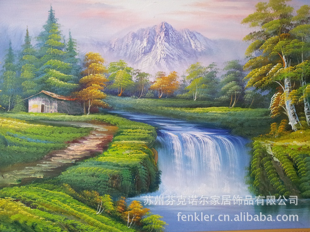 厂家画室直销 纯手绘油画客厅卧室酒店装饰画乡村山水风景油画