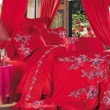 厂家直销大套件高精密传统大红色婚庆十件套 芭莎公主 金太阳面料