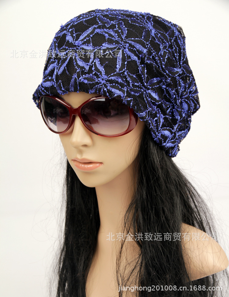 帽子女士夏天韩版蕾丝头巾帽时装帽 堆堆帽化