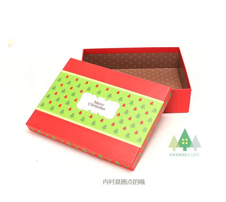 【精美纸质礼品盒批发 红底圣诞礼盒长方形三