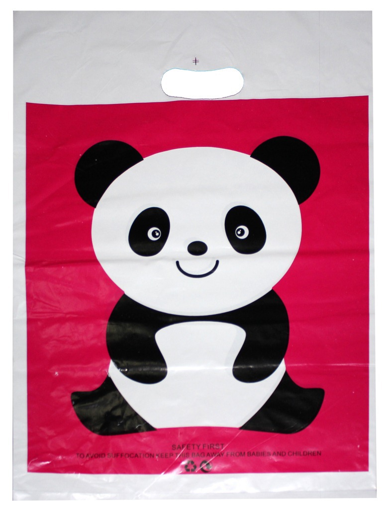 【批发小熊猫塑料手提袋 服装袋 PE胶袋 手扣