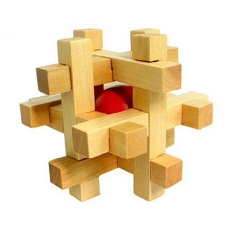 木色笼中取球 益智 智力玩具 孔明锁 鲁班锁