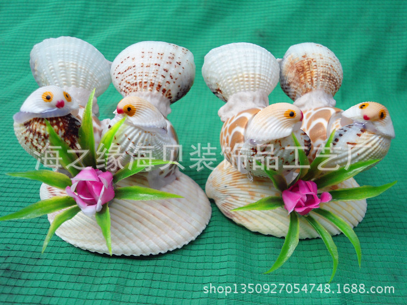 长期大量供应 贝壳小双鸟 收藏礼物 贝壳小动物 海螺贝壳工艺品