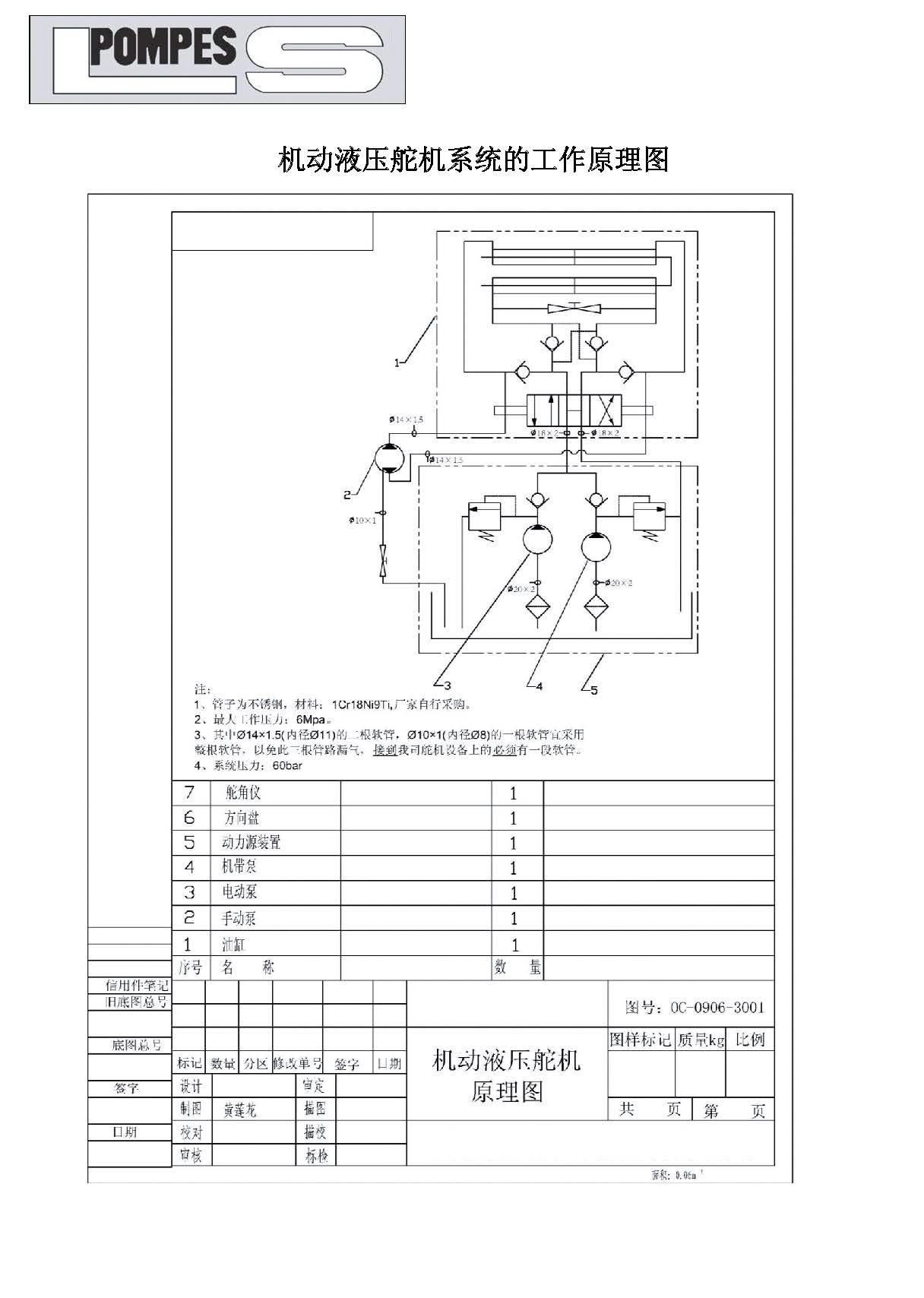 机动液压舵机系统的工作原理图