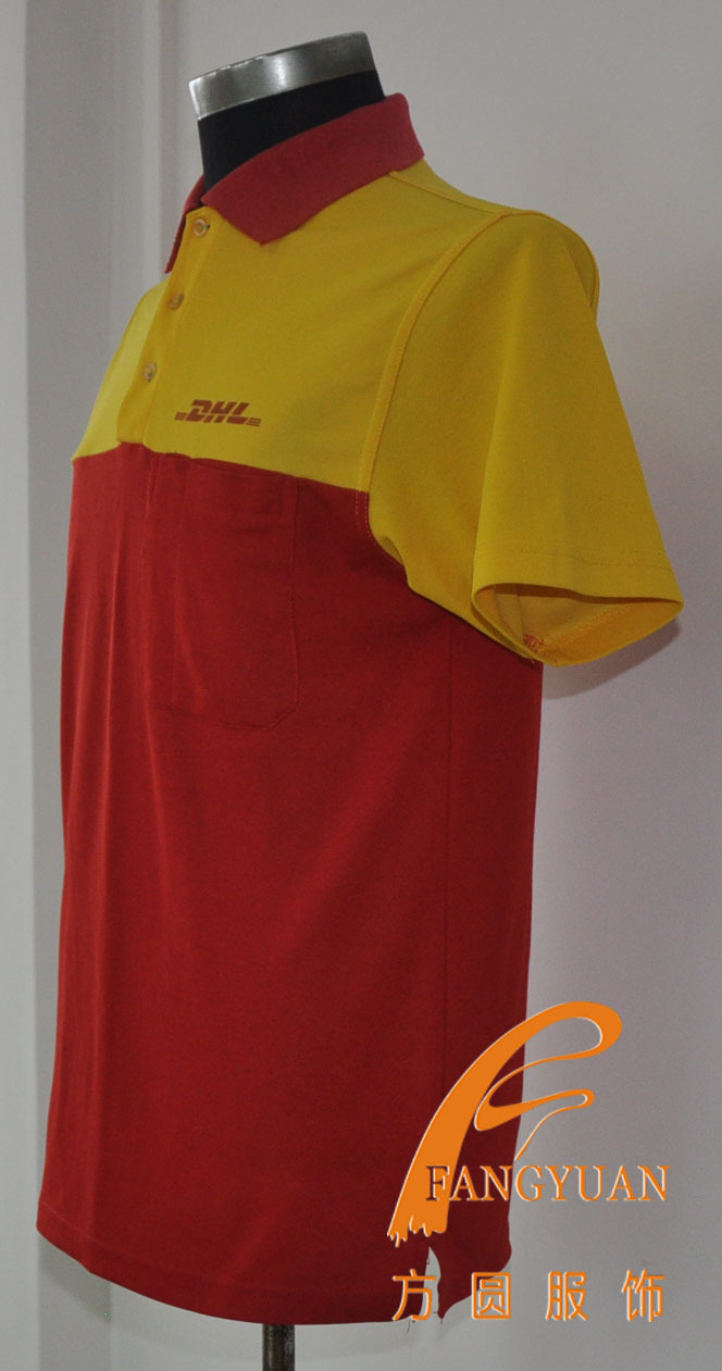 dhl快递工作服定做 翻领物流t恤制服来定做 申通快递工衣制做