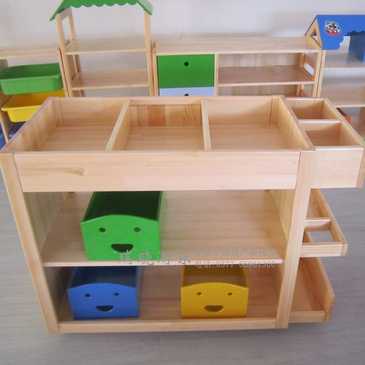 【幼儿园移动美工架 室内美工收纳玩具架 实木