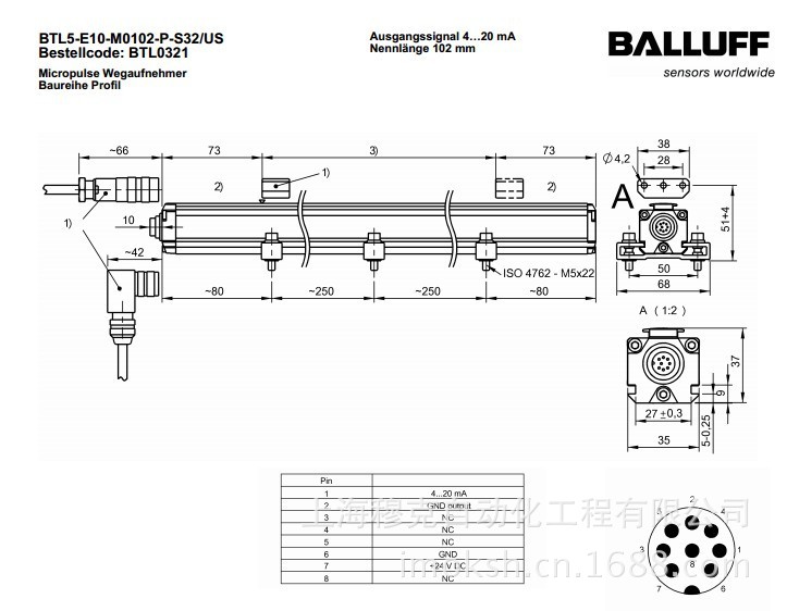balluff巴鲁夫位移传感器btl5-e10-m0102-p-s32/us