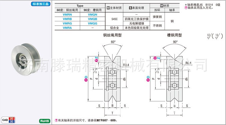 【VMRN30-5 V型槽轴承 槽钢滑轮轴承 60