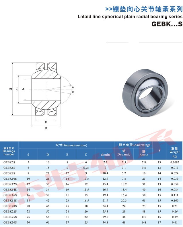 生产销售向心关节轴承 gebk5s
