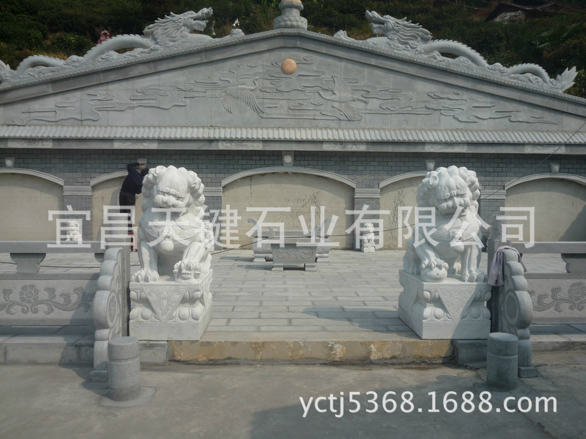 厂家专业电脑设计加工制作大型古典中式家族整体大理石套装墓碑