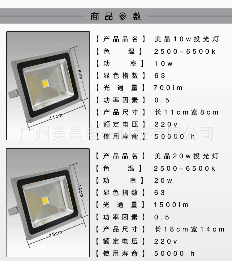 LED投光灯全铝散热