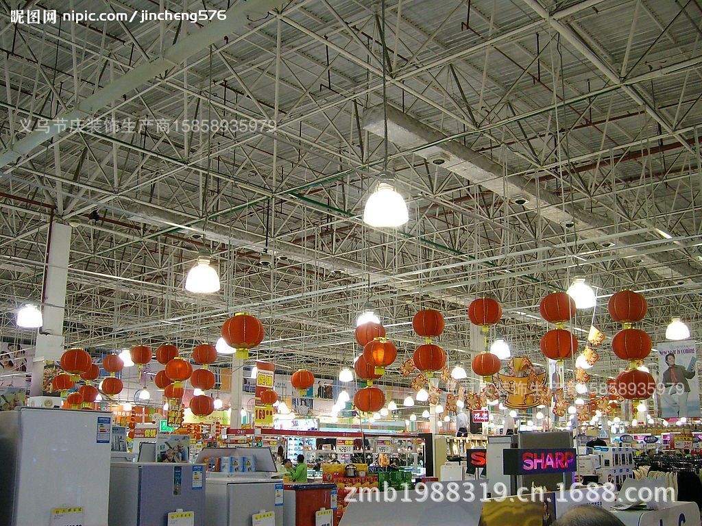 大型购物广场装饰 超市灯笼吊饰 中庭商场布置