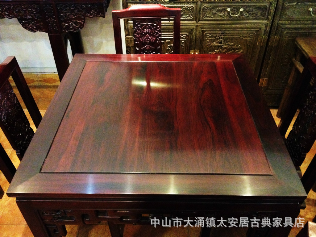 家具仿古红木桌实木桌餐桌实木四方南美酸枝饭桌单v家具图片
