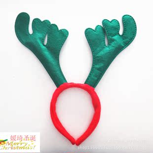 圣诞绿色鹿角头箍/头扣 圣诞节装饰 圣诞节礼物 圣诞派对用品