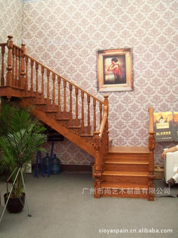 整木家裝廠家直銷 整木樓梯 新美歐歐式風格別墅實木樓梯