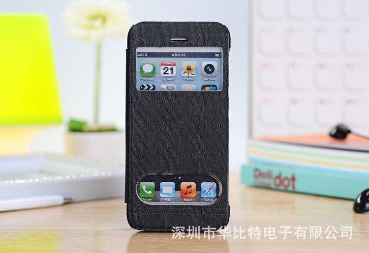 【双开窗接盒子iphone5C手机套iphone5C手机小米优酷投屏找不到电话皮套图片