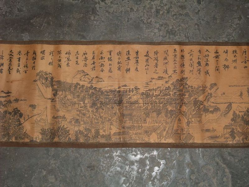 批发古画长卷字画/横幅仿古画长卷绢画 姑苏繁华图 老画 已装裱】价格